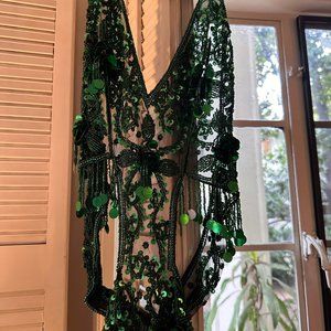 Sequin Beaded Emerald Green Costume